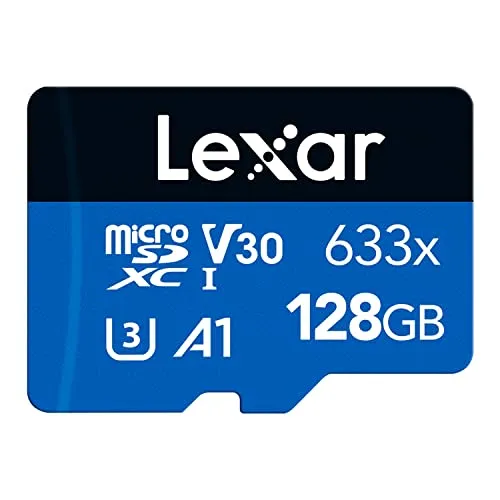 Lexar 128GB Micro SD Karte, microSDXC UHS-I Karte + SD-Adapter, Bis zu 100 MB/s Lesen, Speicherkarte Micro SD mit A1, C10, U3, V30, für Handy/Tablet/Überwachungskamera
