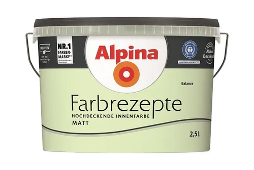 Alpina Farbrezepte Innenfarbe – Balance matt – 2,5L - Farben für einzigartige Raumstimmungen, atmungsaktiv und tropfgehemmt für einfache Verarbeitung. Ideal für entspannende und belebende Farbtöne.