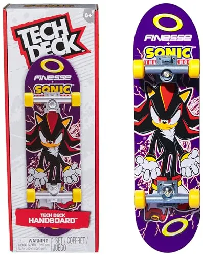 Tech Deck, Finesse und Sonic The Hedgehog Handboard, Mini-Skateboard für Tricks mit den Händen, original Skate- und Lizenz-Grafiken, ab 6 Jahren, Nicht zum Draufstellen geeigent