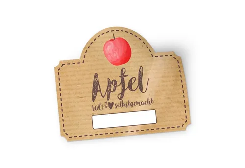 itenga Aufkleber itenga 50 x Marmeladen Etikett Apfel 4,5x3,8cm 100% selbstgemacht Stic