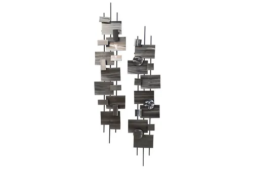 KUNSTLOFT Wanddekoobjekt Living Geometry 26x107x5 cm - Deko-Objekte: Handgefertigte Metall-Wandskulptur mit ästhetischem Chaos, perfekt für Büros und um Ihren Kunstgeschmack zu präsentieren.