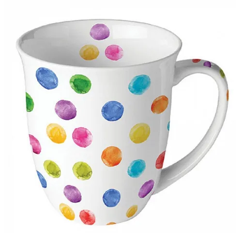 Ambiente Luxury Paper Products Becher Sommer, Blumen, Tiere, Pflanzen, Bäume, Herbst, Mug, Kollektion, 1-tlg., Porzellan Tasse, Becher 0,4 L Polka Dots weiß, Themen Muster Anlässe Geburtstag, Winter, Geburtstag, Hochzeit, Valentinstag, Muttertag, Geschenke