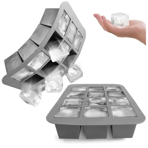 com-four® 2x Eiswürfelform für insgesamt 24 Eiswürfel - Eiswürfelbehäter aus Kunststoff - Eiswürfelbereiter zum Kühlen von Getränken (2 Stück - Würfel M)