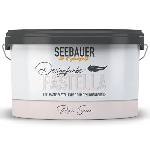 SEEBAUER diy Pastellfarbe PASTELLA Rosa 2,5L - Edelmatte Wandfarbe für traumhafte Räume - Farben: Exzellente Deckkraft und abwaschbare Oberfläche für ein gesundes Raumklima – ideal für Haushalte mit Kindern oder Haustieren.