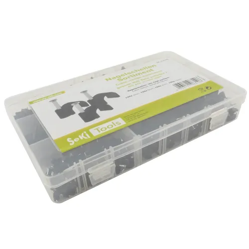 Nagelschellen Sortiment 400 Teilig schwarz 4-10mm Kabelclipse Nagelclipse