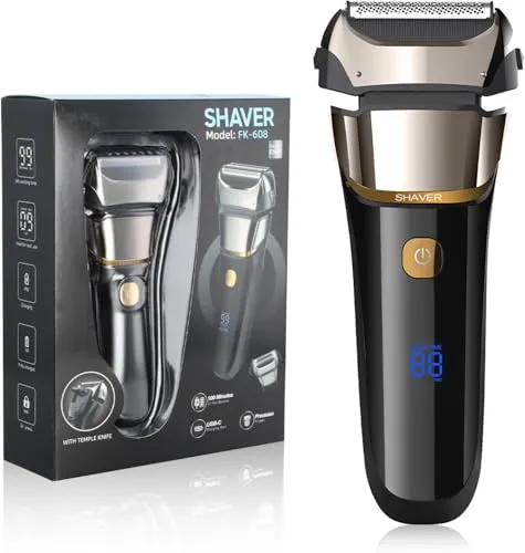 Mapille Folienrasierer Herren - Elektrischer Nass- & Trockenrasierer - Folienrasierer für Herren mit dreifachen Folienklingen für eine gründliche Rasur, wasserdichtes Design und intelligentes LED-Display für optimale Pflegekontrolle.