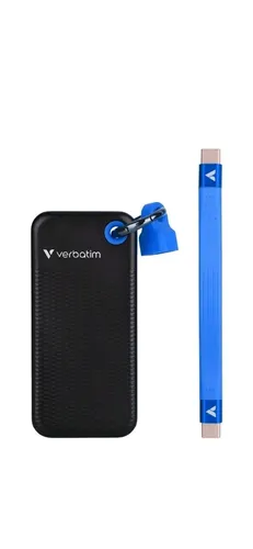 Verbatim Pocket SSD 1 TB - USB Typ-C 3.2 Gen 2, hohe Datenübertragungsrate von 10 Gbit/s, kompakt und stylish in Schwarz und Blau