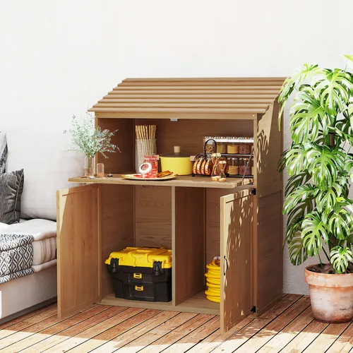 Outsunny Gartenschrank Holz, wasserabweisend Geräteschuppen mit Pultdach
