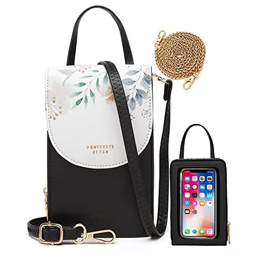 HAWILL Handy Umhängetasche Damen Touchscreen Handytasche zum Umhängen Kleine Schultertasche Leder Crossbody Geldbörse Phone Tasche für iPhone 14/12/12 Pro Max/11/XR, Samsung Galaxy S21/S20/S10
