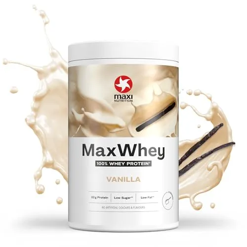 MaxiNutrition MaxWhey 100% Whey Proteinpulver Vanille 420 g Dose - Molkenproteine: 23g hochwertiges Eiweiß pro Shake, ohne künstliche Aromen, ideal für Muskelaufbau und -erhalt, hergestellt in Deutschland.