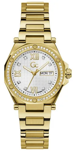 Guess Quarzuhr Legacy Lady - Elegante Damenarmbanduhr - Armbanduhren mit Schweizer Uhrwerk, verziert mit Kristallen und lumineszierenden Zeigern, perfekt für stilbewusste Damen.