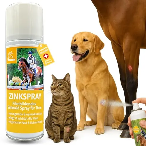 EMMA Zinkspray Pferd Hund I Zinksalbe Wundsalbe zum Sprühen 200ml I Zinkoxid Spray Wundspray Zink Wundschutz Juckreiz Hund Katze I Wundspray bei Wunder Haut Mauke für Tiere I Sprühpflaster wasserfest