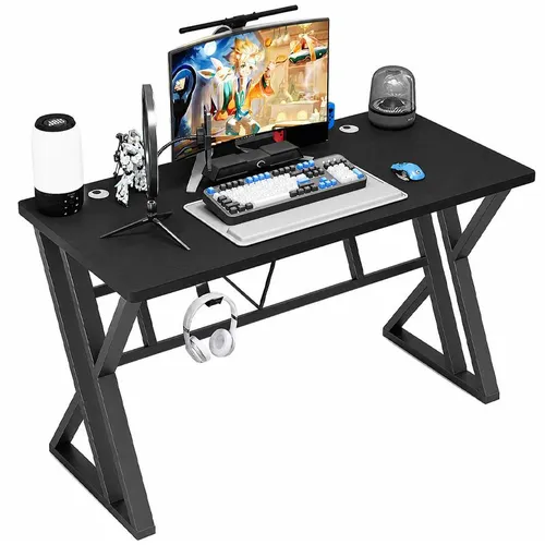 Moderner schwarzer Computertisch für Gamer, 120 cm