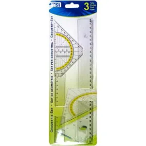 TSI Geometrie-Set 46293 3-teilig, 2 Lineale und Geodreieck