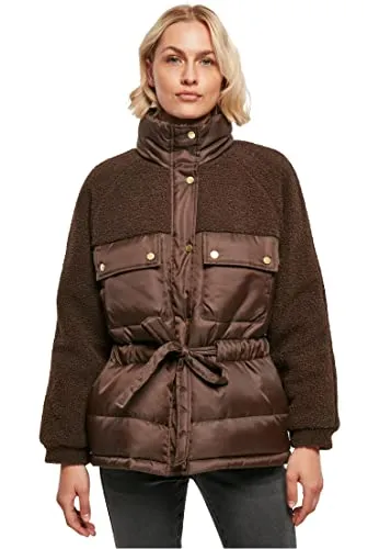 Urban Classics Damen TB3768 Sherpa Mix Puffer Jacket - Funktionsjacken mit modischem Design, ideal für kalte Tage dank hochwertigem Materialmix und warmem Stehkragen.