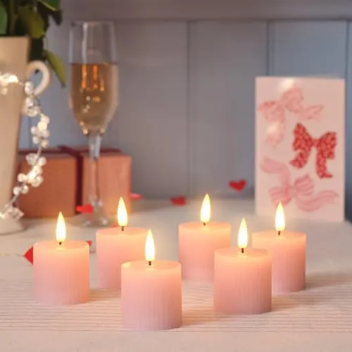 Lights4fun LED-Kerze 6er Set TruGlow® mit Fernbedienung - Set aus 6 geriffelten LED-Votivkerzen, ideal für stimmungsvolle Beleuchtung ohne offene Flamme, bequem steuerbar mit Fernbedienung.