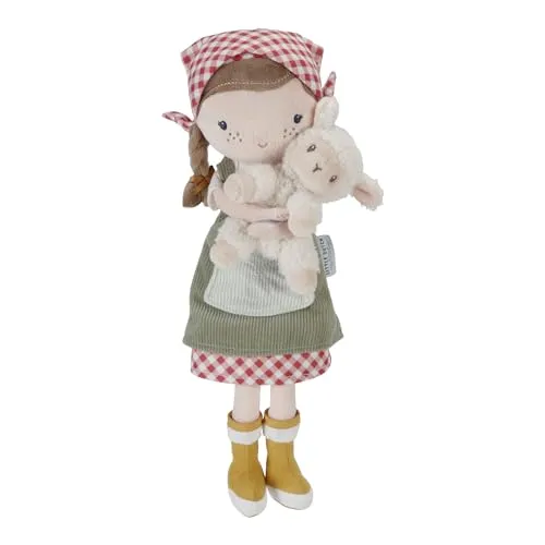 Little Dutch 4565 Stoffpuppe Kuschelpuppe Bäuerin Rosa mit Schaf (35 cm)