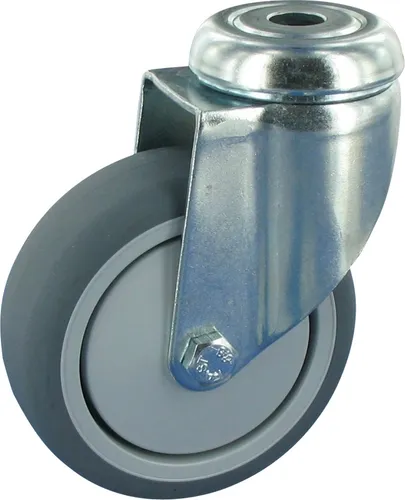 Apparaterollen Lenkrolle ohne Feststeller Ø100mm TPE Gummi Rückenloch