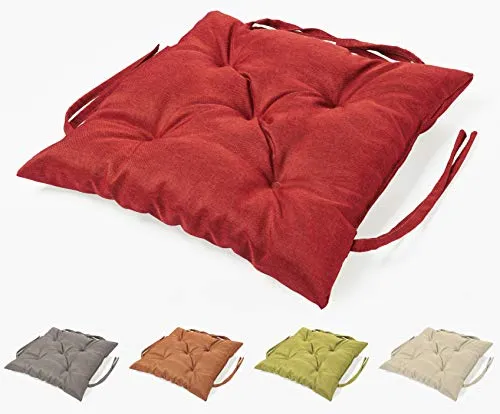 sunnypillow Stuhlkissen Outdoor, Indoor - 45 x 45 x 12 cm - Auflage für Stühle, Bänke in Haus und Garten - Sitzkissen für Paletten - Stuhlauflage, Gartenkissen für Gartenmöbel - Kissen Rot