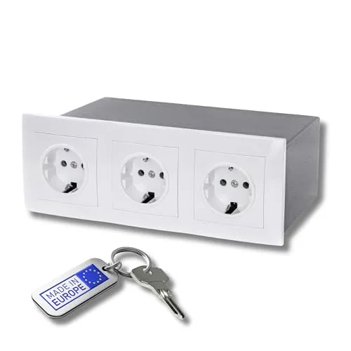 FortNovo Steckdosen-Tresor | Steckdosen-Safe mit 3er Steckdosen-Attrappe | Magnetische Blende & Spezialschloss | Wand-Tresor zur unsichtbaren Aufbewahrung | Geheimfach für Geld, Uhren & Schmuck (weiß)