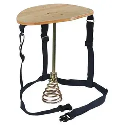 Melkschemel mit Stahlfuß und Holzsitz