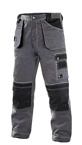 CXS Teodor Herren Arbeitshose mit Kniepolstertaschen - Strapazierfähige Garten- und Cargohose, Grau/Schwarz, Größe 58 - Vielseitige Arbeitshose mit kniegeschützten Taschen für höchsten Komfort und Funktionalität. Reflektierende Nähte sorgen für Sicherheit bei Abendarbeiten. Ideal für Handwerk und Garten.