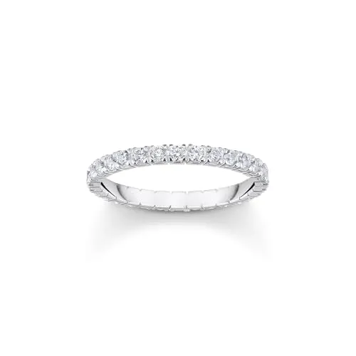 THOMAS SABO Ring mit weißen Zirkonia-Steinen - Eleganter Ring aus recyceltem 925 Sterling Silber, zartes Design mit funkelnden Zirkonia, perfekt für stilvolle Kombinationen und besondere Anlässe.