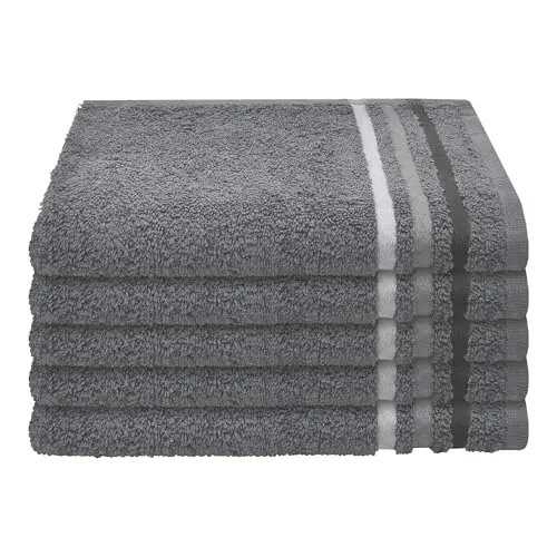 Schiesser Gästetuchset Skyline Color - 5-teilig - 30 x 50 cm - Dunkelgrau