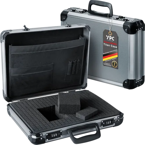 YPC CS00020TICB - TitanCase M Aktenkoffer - Werkzeugkoffer mit robustem Aluminiumrahmen, anpassbarem Würfelschaum für sicheren Transport und integriertem Zahlenschloss für maximale Sicherheit. Ideal für Werkzeuge, Drohnen oder empfindliche Geräte.