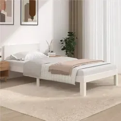 The Living Store Massivholzbett Weiß Kiefer 100x200 cm - Weiß