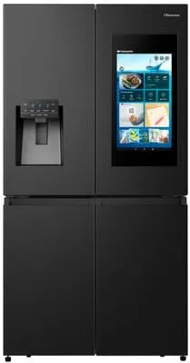 Hisense RQ760N4IFE Cross Door Kühl-Gefrierkombination - Kühlschrank mit Total NoFrost-Technologie für stets frische Lebensmittel, freistehend und modern in Schwarz, Energieeffizienzklasse E.