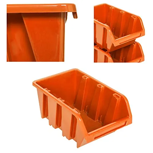 botle 5 x Stapelboxen Werkstatt Garage Sichtlagerboxen Sichtlagerkästen Stapelkisten Sortierboxen Boxen 80x115x60 mm Orange stapelkisten Kunststoff lagerboxen stapelbar