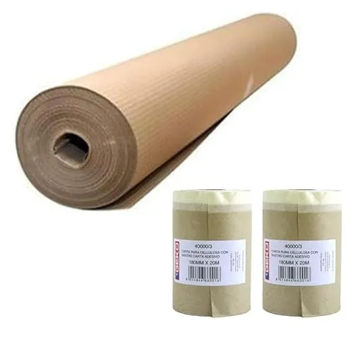 Rolle Wellpappe Größe 1 x 45 Meter Havanna Bodenschutz Malerei Bodenabdeckungen Arbeiten Renovierung + 2 Spulen mit Klebstoff 18 cm x 20 m - Made in Italy 1