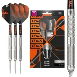 Target Darts Crux 01 24G - 90% Wolfram Dart Set mit Swiss Point System - Steel-Dartpfeile mit 90% Tungsten Barrels für optimale Balance und Genauigkeit. Inklusive Swiss Point System für individuelle Anpassung der Spitzenlänge und -farbe.