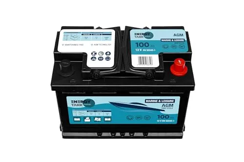 Bootsbatterie 12V 100Ah - Wartungsfreie AGM Batterie für Boote - AGM Batterie mit 100Ah, ideal für Boote und Wohnmobile. Wartungsfreies Design schützt vor Vibrationen und Stößen, bietet eine lange Lebensdauer und schnelle Ladezeiten.