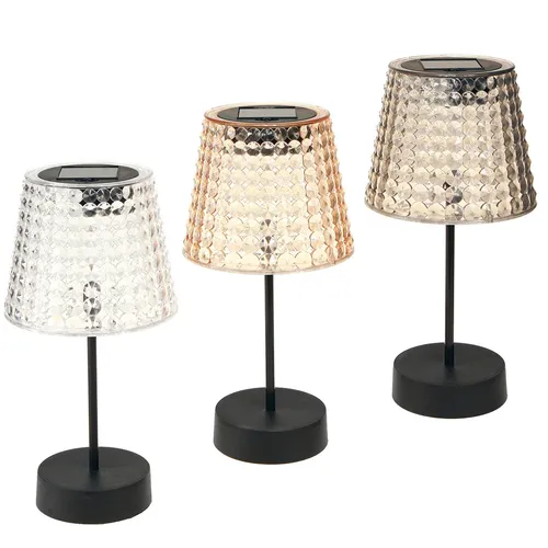 Solarbetriebene LED Tischleuchten – 3er Set für stilvolle Gartenbeleuchtung - Moderne Tischleuchten mit solarbetriebenem LED-Licht, ideal für sommerliche Abende im Freien. Hergestellt aus robustem Kunststoff für eine lange Lebensdauer.