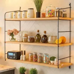 Retro Wandregal 3-Etagen aus Holz – Stilvolles Wandboard für Ihr Zuhause - Praktisches Wandregal im skandinavischen Design, ideal zur Aufbewahrung und Dekoration. Robust und einfach montierbar, bietet es Platz für bis zu 45 kg – perfekt für Küche, Wohnzimmer und Büro.