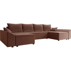 MIRJAN24 Ecksofa Dante U, Eckcouch, Couch mit Bettkasten und Schlaffunktion, U-Form, Wohnzimmer (Farbe: Kronos 29) - Rosa