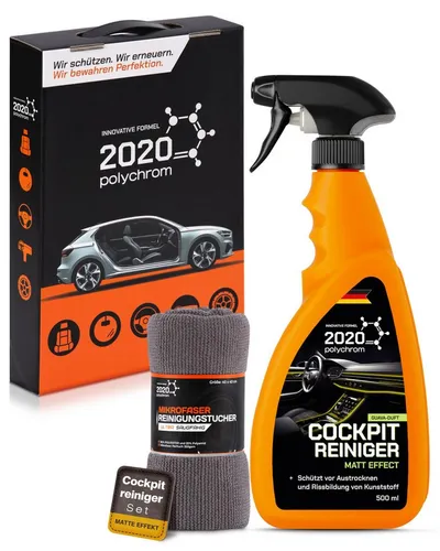 Polychrom Cockpitpflege Auto Set – Cockpitreiniger pH-neutral & Mikrofaser Cockpit-Reiniger (Kunststoffreiniger für Armaturenbrett & Innenraum) 2020