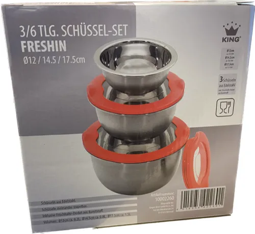 / 6 tlg. KING ®  3 er  Vorratsdosen-Set Edelstahl mit Deckel 3