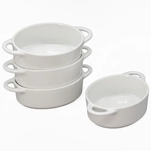 KVOTA Auflaufform 4-er Set oval 300ml MINI - Praktisches 4-er Set aus hochwertiger Keramik für perfekte Portionen. Ideal für Aufläufe und Desserts, hitzebeständig, spülmaschinenfest und in trendigen Pastellfarben.