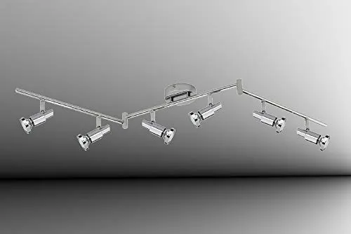 Trango 6-flammig LED Deckenleuchte *OSCAR* in Chrom-Optik - Deckenspots mit 6x 5 Watt GU10 LED Leuchtmitteln für warm-weißes Licht, schwenkbar und drehbar - ideal für jeden Wohnraum.