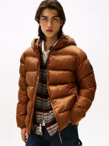 Tommy Jeans Steppjacke HOODED LOGO PUFFER Winterjacke Steppjacke W Regular fit mit Rundhalsausschnitt
