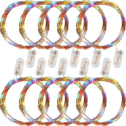 VOLTRONIC LED Lichterdraht, Batteriebetrieben, Farbwahl, 10x 25 LEDs, bunt