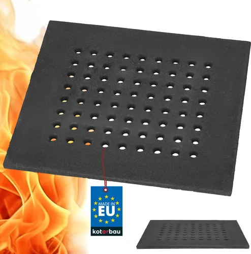 KOTARBAU® Gusseisen Kaminrost 38 x 35 cm Kaminofen Rost Ascherost für Kaminöfen Ofenrost Massiv & Robust Gussrost Eckig