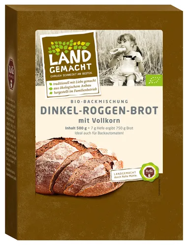  500g Bio Dinkel-Roggen Brot - Rolle Mühle - Bio Brotbackmischung 1kg=7,80€