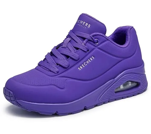 Skechers Damen Uno Night Shades Sneaker – Violett, 38 EU - Damen-Sneaker mit 2,5 cm verstecktem Absatz, atmungsaktivem Durabuck-Obermaterial und flexibler Gummisohle für optimalen Komfort und Style.