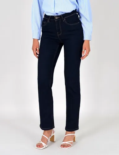 ESRA Straight Leg Jeans Damen High Waist Hose - Damen-Jeanshosen mit hohem Bund und geradem Bein, aus extra weicher Baumwolle für maximalen Tragekomfort und Flexibilität, in Plus Size erhältlich.