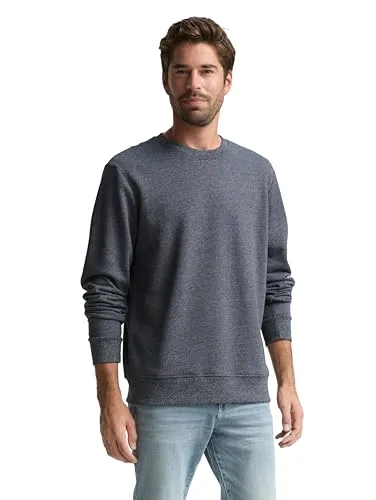 Tom Tailor Herren Rundhals Sweatshirt STRUCTURED CREWNECK - Herren-Sweatshirt im Regular Fit, aus 60% Baumwolle für hohen Tragekomfort, ideal für Büro und Freizeit.