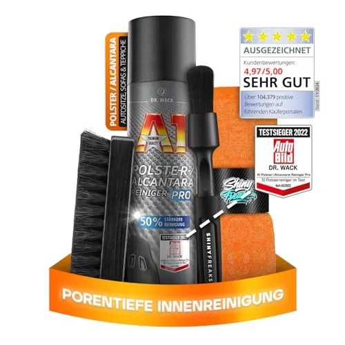 Dr. Wack A1 Polster- und Alcantara-Reiniger Pro (400 ml) - Autopflege & Motorradpflege: Intensive Reinigung für alle Polsterstoffe mit 50% stärkerer Formel und integriertem Geruchsentferner – für frische und saubere Polster!